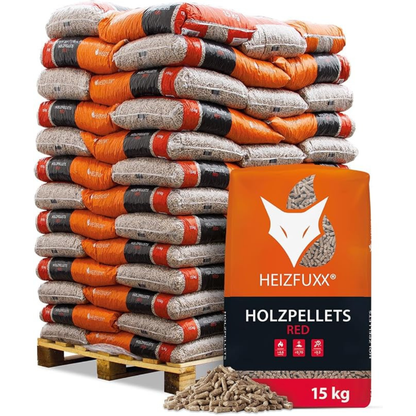 HEIZFUXX Rote Holzpellets – Hartholz, 975 kg Palette