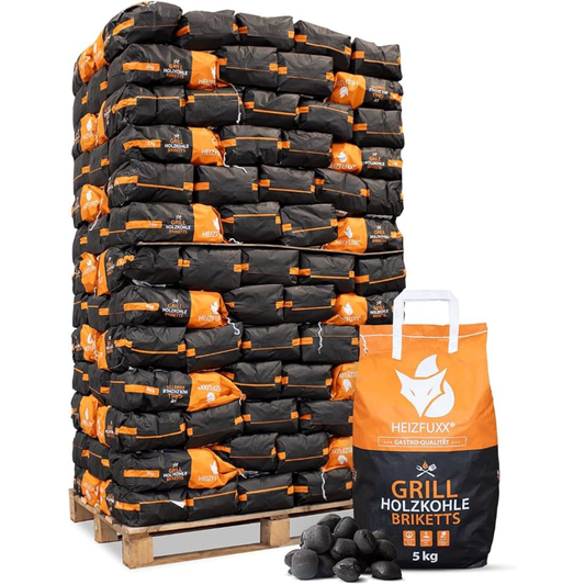 HEIZFUXX Grillbriketts aus Buchenholz – 650 kg Palette