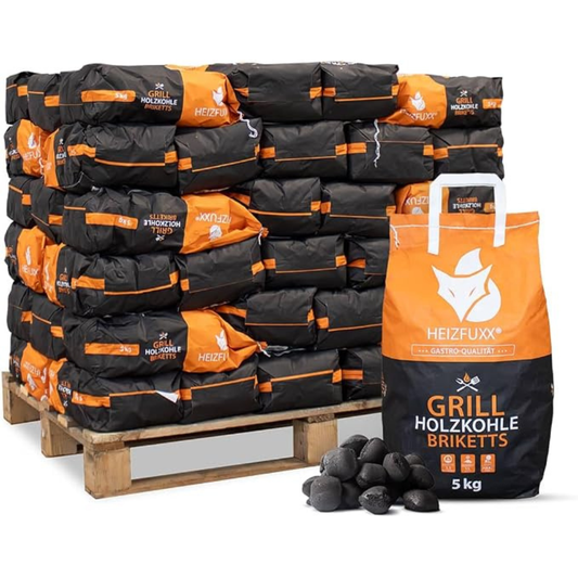 HEIZFUXX Grillholzkohlebriketts – 300 kg Palette