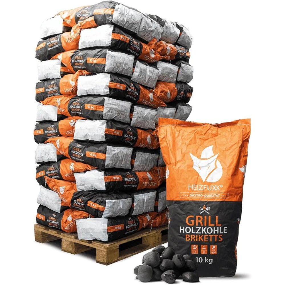 HEIZFUXX Grillholzkohlebriketts – 600 kg Palette