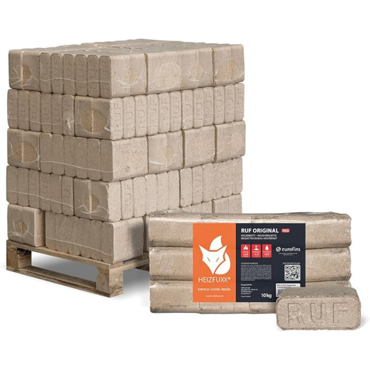 HEIZFUXX RUF Original Red Hartholzbriketts – 300 kg Palette