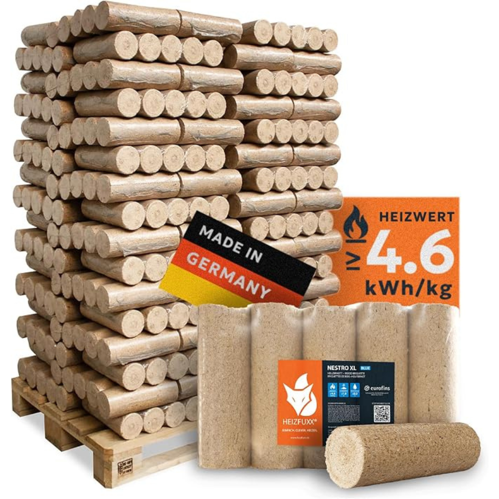 HEIZFUXX NESTRO XL Blue Holzbriketts – Weichholz, 960 kg Palette