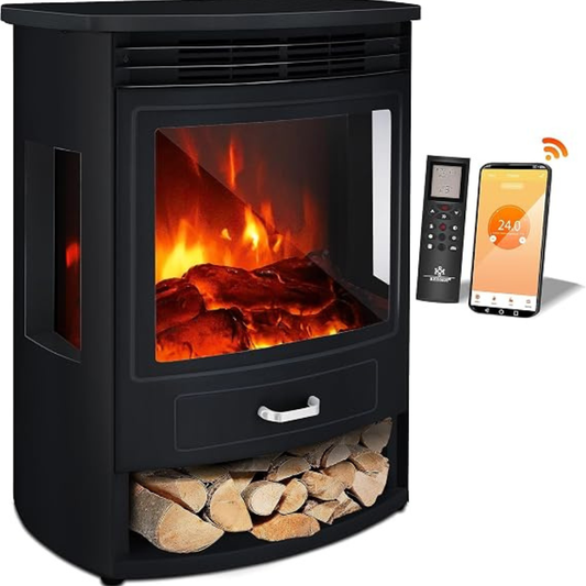 KESSER Prio Elektrokamin mit Heizfunktion – 1.900 W Schwarz